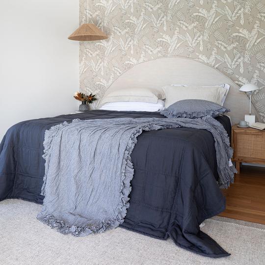 Capri Linen Quilt - Charcoal