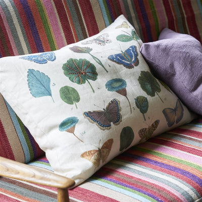 John Derian A Leaf And Butterfly Study Linen Cushion