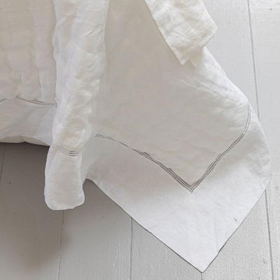 Bask Hemstitched Linen Quilt - White