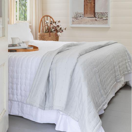 Tempt Linen Throw - Pale Grey