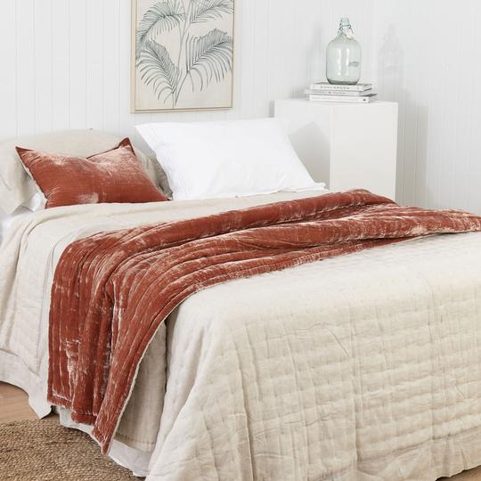 Tempt Silk Velvet Throw - Terracotta