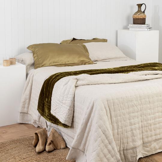 Lux Silk Velvet Throw - Antique Gold