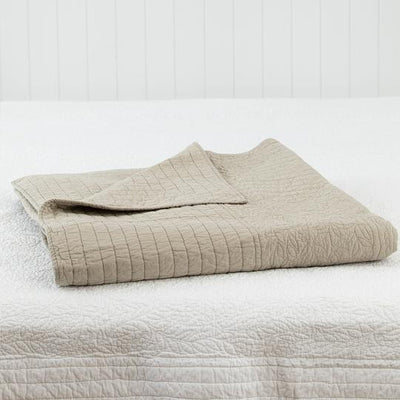Marcella Lily Leaf Cotton Bedcover - Taupe