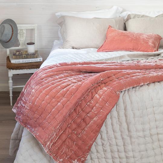 Tempt Silk Velvet Throw - Coral