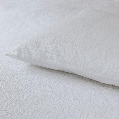 Marcella Lily Leaf Cotton Bedcover - Blanche