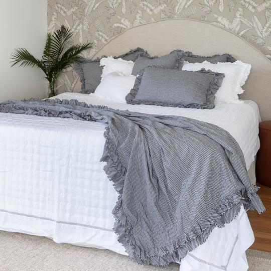Isle Ruffled Linen Throw - Ravello Stripe